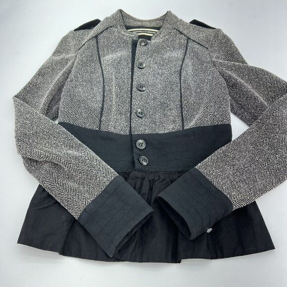 Anthropologie Daughters of the Liberation Herringbone Peplum Jacket Blazer Sz 2 - Picture 1 of 5